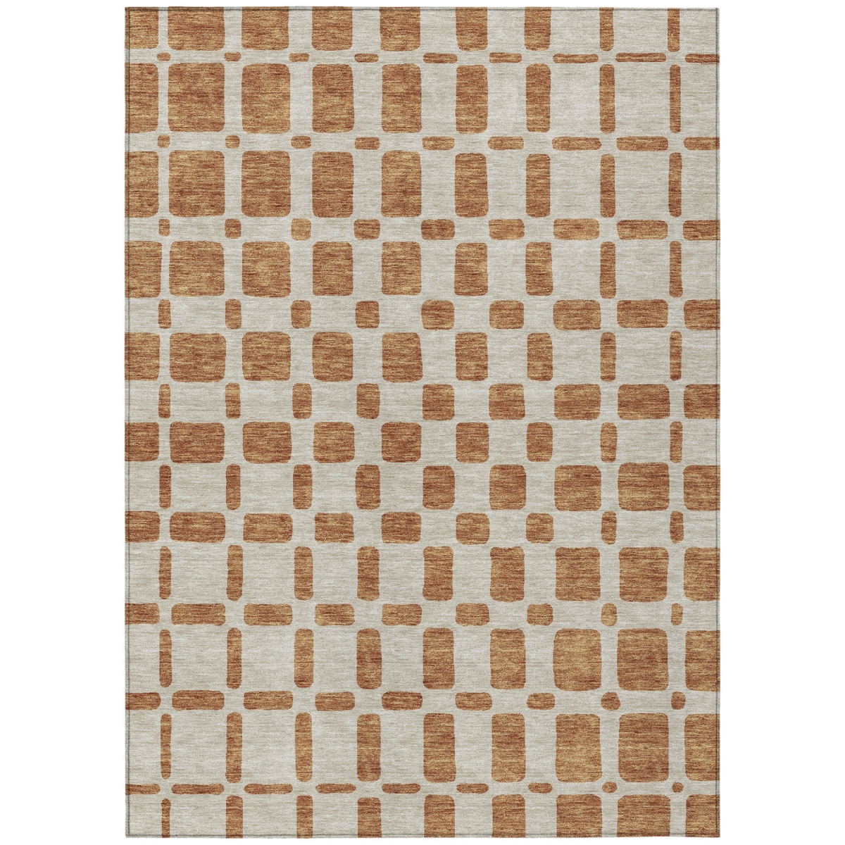 591164 10 x 14 ft. Terra Cotta & Beige Geometric Washable Indoor & Outdoor Rectangle Area Rug