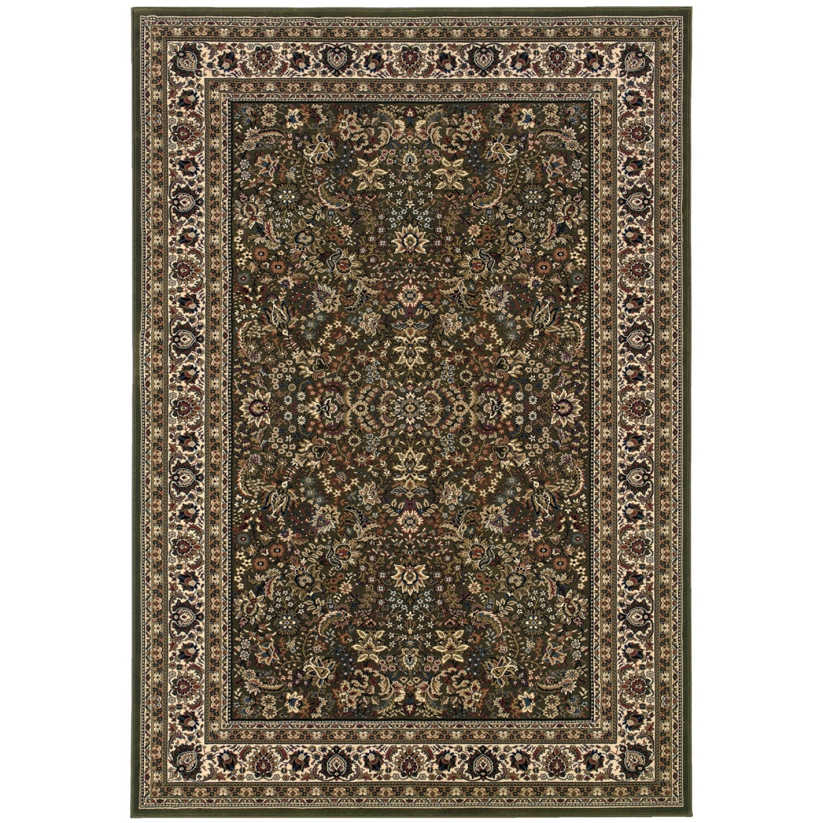 574337 5 x 8 ft. Green & Ivory Oriental Rectangle Traditional Area Rug