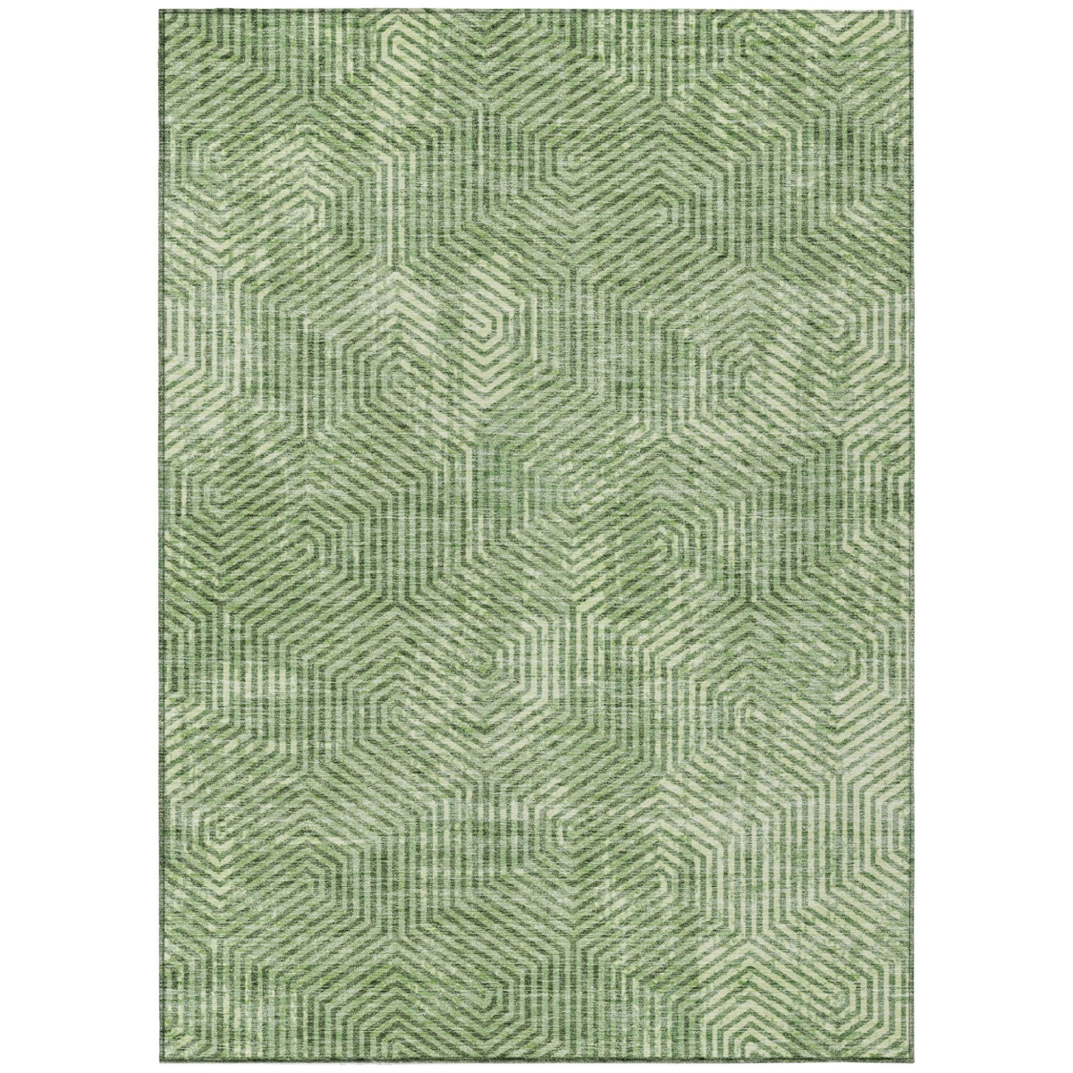594543 9 x 12 ft. Green & Light Green Geometric Washable Indoor & Outdoor Rectangle Area Rug