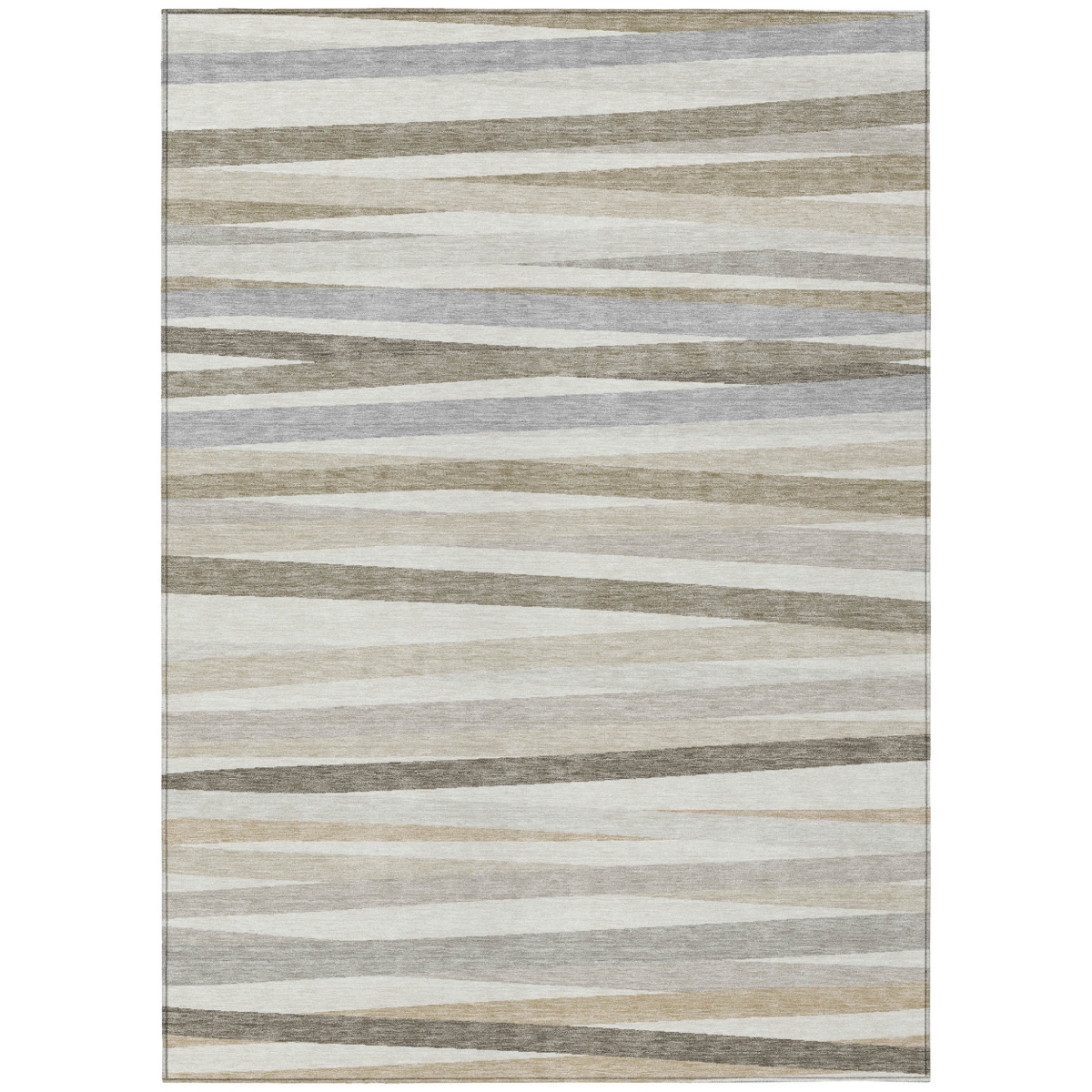 597336 10 x 14 ft. Ivory & Gray Striped Washable Indoor & Outdoor Rectangle Area Rug