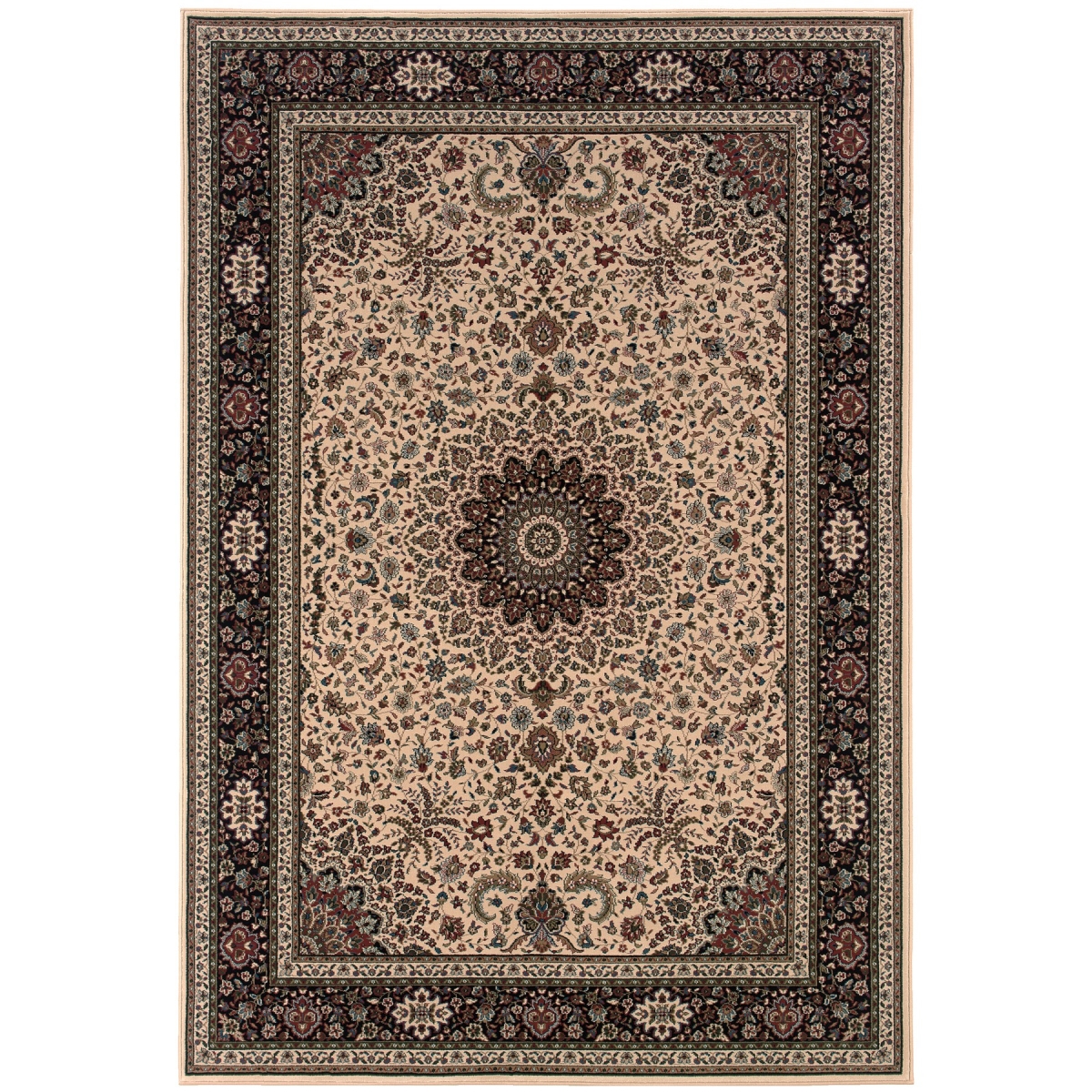 574282 7 x 10 ft. Ivory & Black Oriental Rectangle Traditional Area Rug