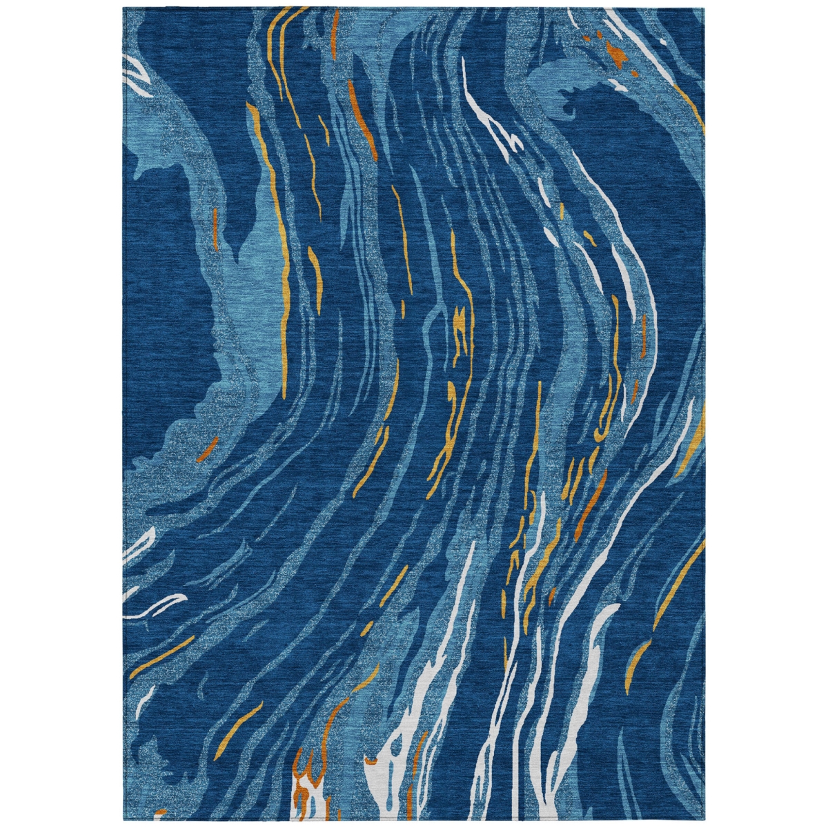 600240 3 x 5 ft. Navy Blue, Gold & Copper Abstract Washable Indoor & Outdoor Rectangle Area Rug