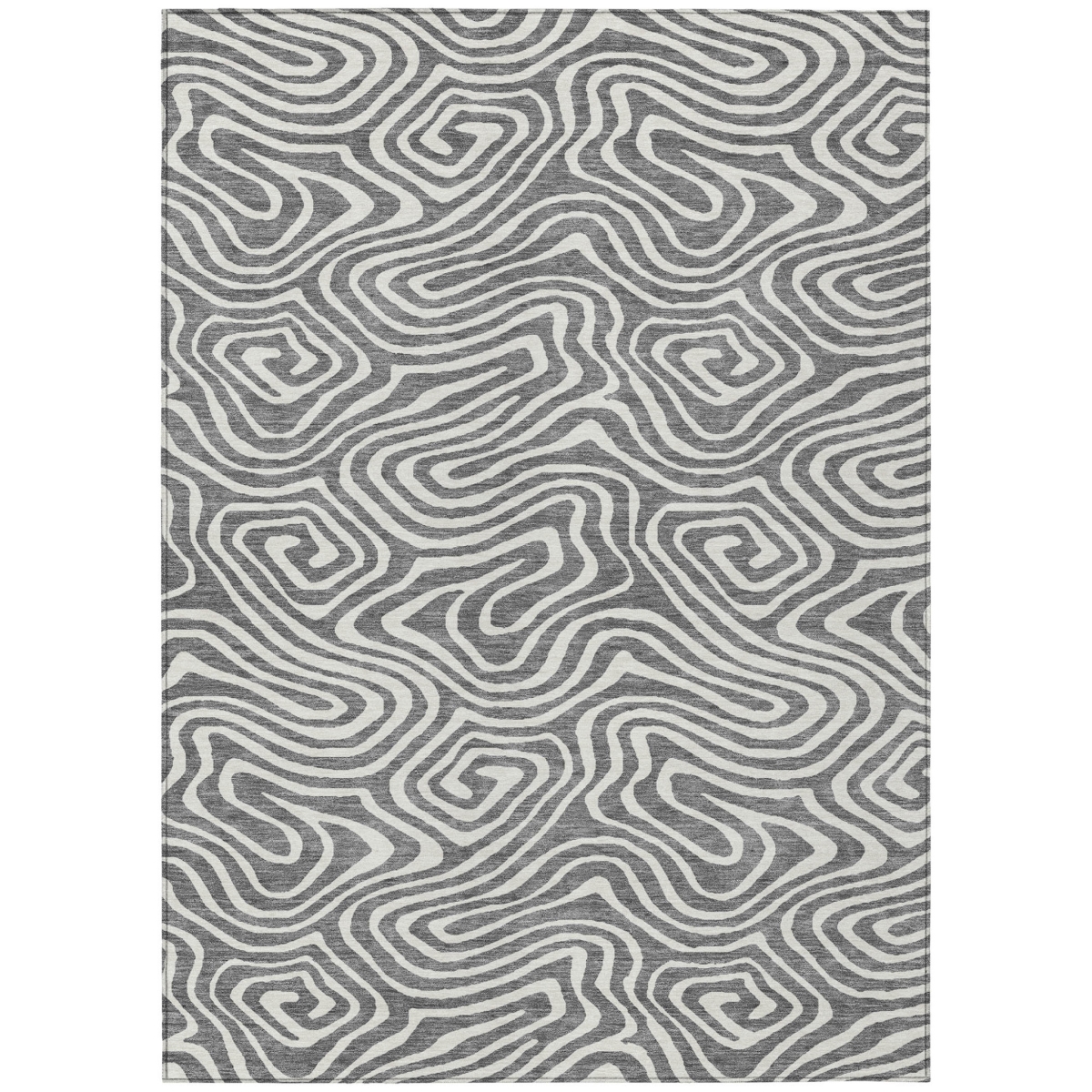 598968 3 x 5 ft. Gray & Ivory Abstract Washable Indoor & Outdoor Rectangle Area Rug