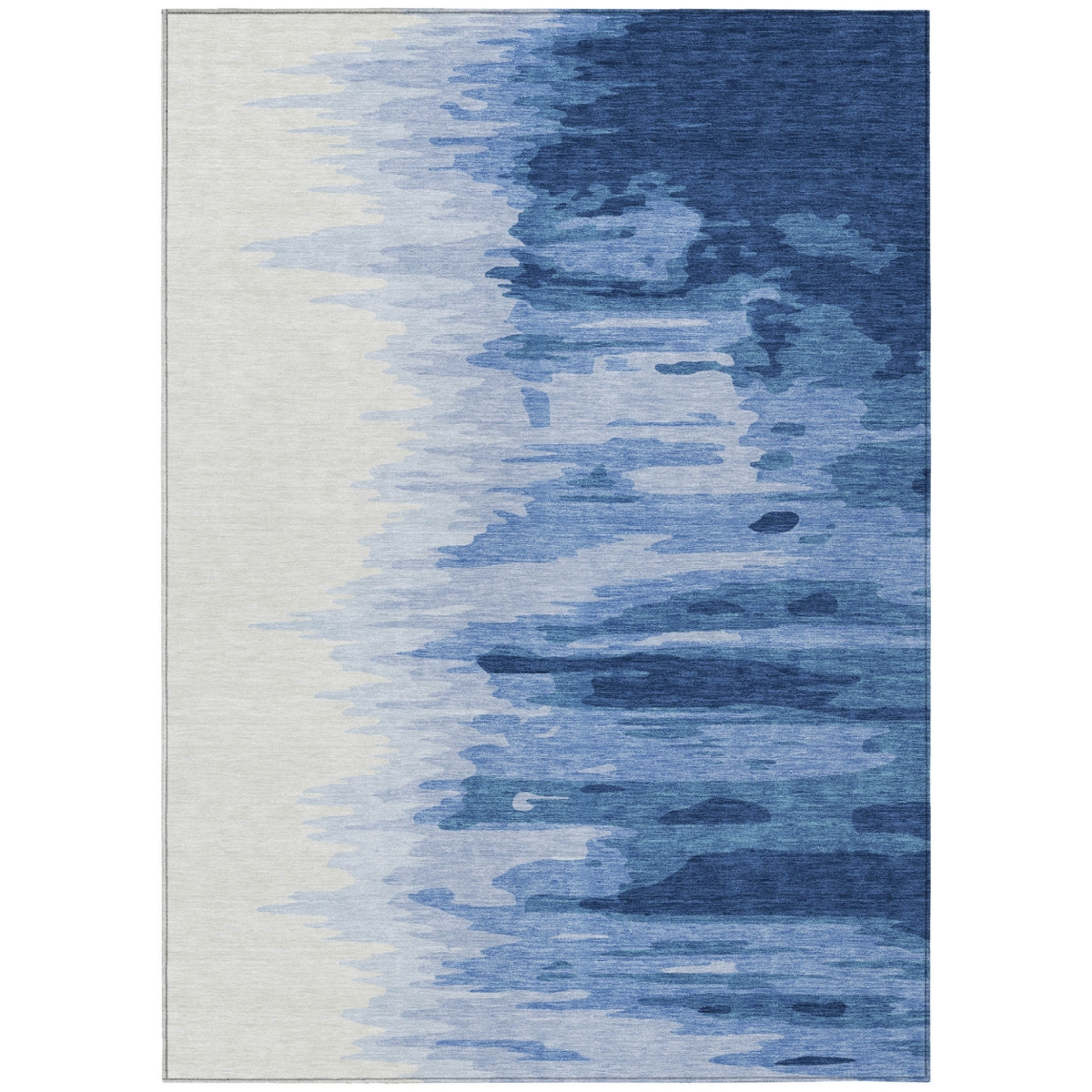 601224 3 x 5 ft. Navy Blue & Ivory Abstract Washable Indoor & Outdoor Rectangle Area Rug