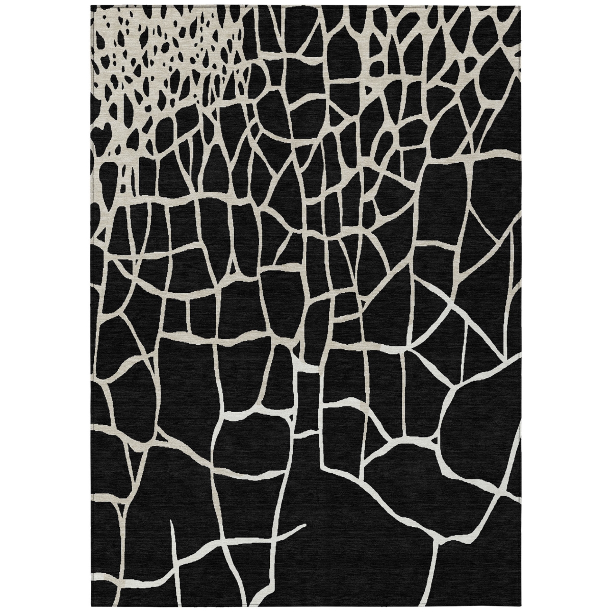 601109 10 x 14 ft. Black & Beige Abstract Washable Indoor & Outdoor Rectangle Area Rug