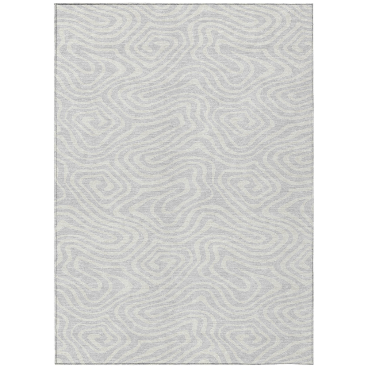 599011 5 x 8 ft. Silver & Gray Abstract Washable Indoor & Outdoor Rectangle Area Rug