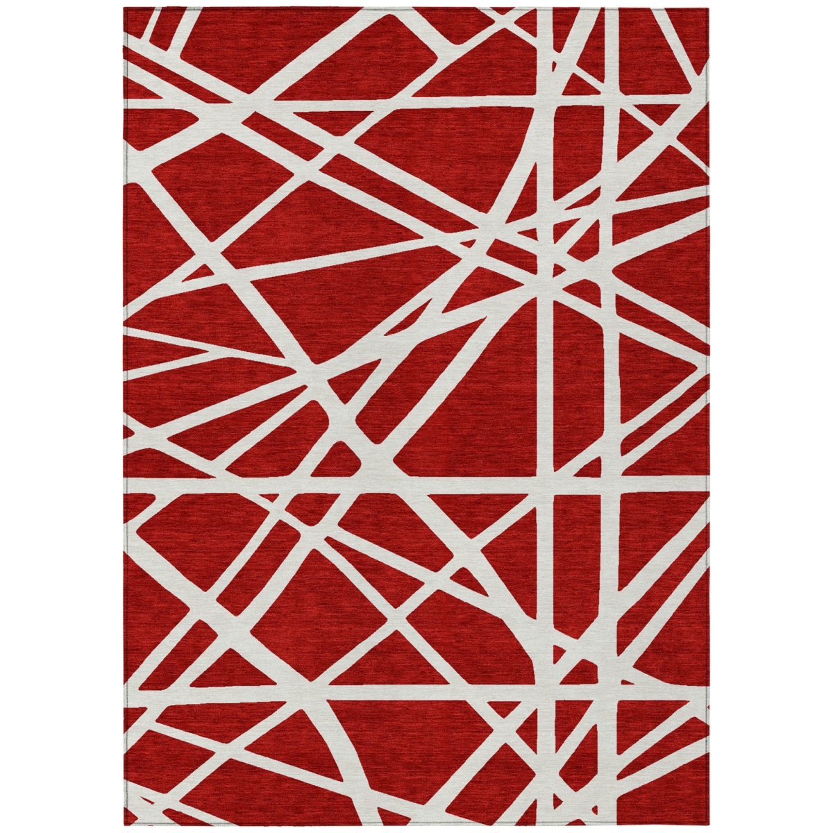 600491 10 x 14 ft. Red & Ivory Geometric Washable Indoor & Outdoor Rectangle Area Rug