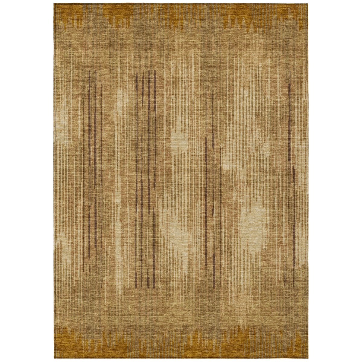 593071 10 x 14 ft. Copper & Brown Striped Washable Indoor & Outdoor Rectangle Area Rug