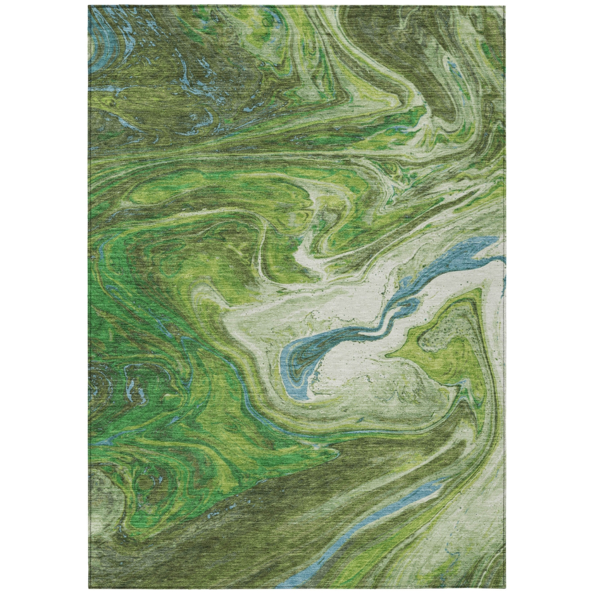 602628 10 x 14 ft. Green, Blue & Ivory Abstract Washable Indoor & Outdoor Rectangle Area Rug