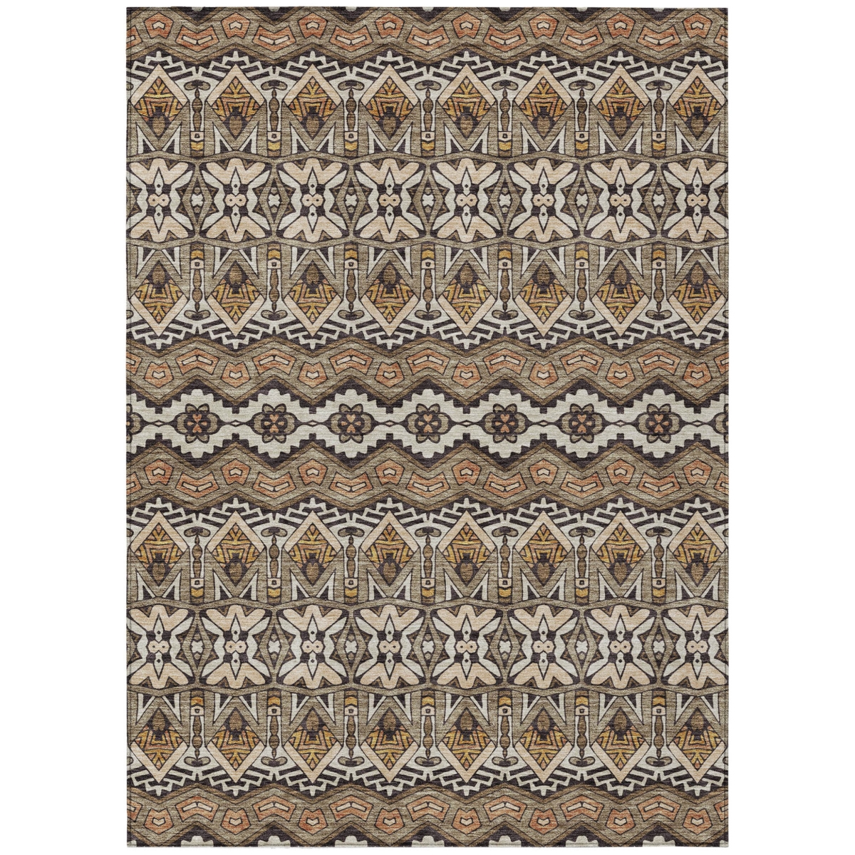 594357 10 x 14 ft. Taupe, Brown & Ivory Moroccan Washable Indoor & Outdoor Rectangle Area Rug
