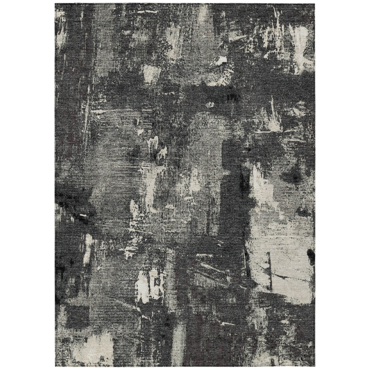 596845 8 x 10 ft. Black, Gray & Ivory Abstract Washable Indoor & Outdoor Rectangle Area Rug