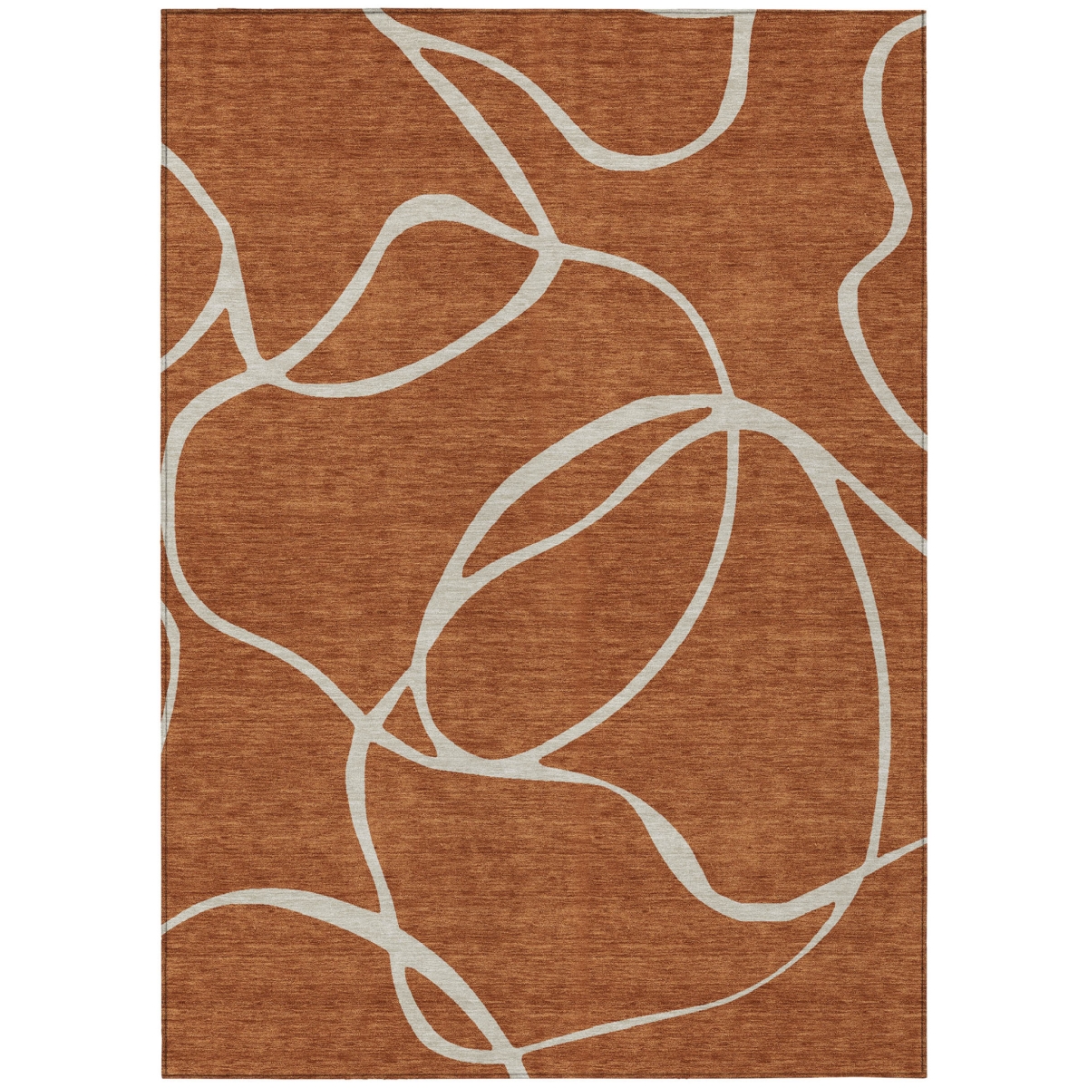 597510 10 x 14 ft. Copper & Ivory Abstract Washable Indoor & Outdoor Rectangle Area Rug
