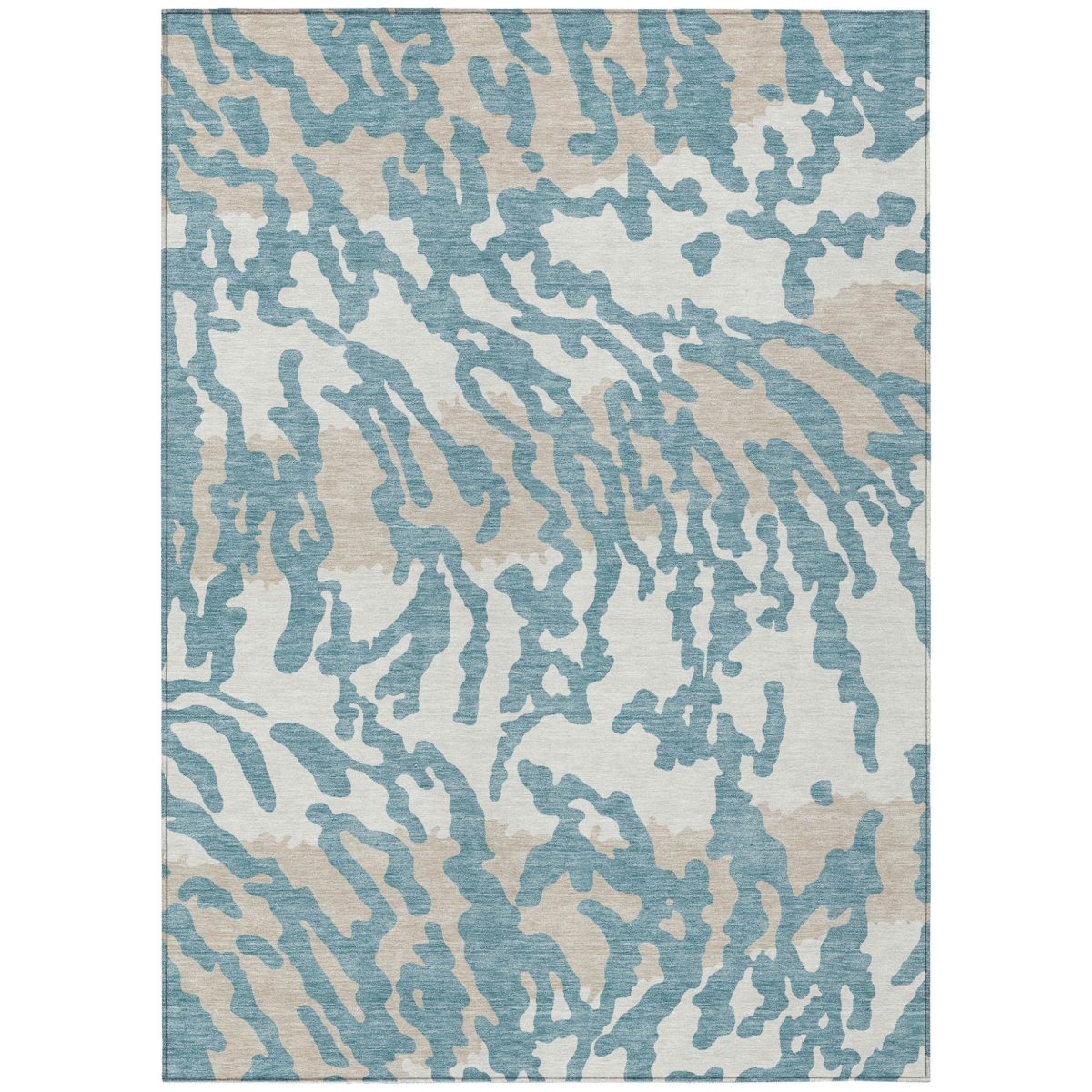 Teal Blue Animal Print Area Rug - 3 x 5 ft - Washable & Stain Resistant