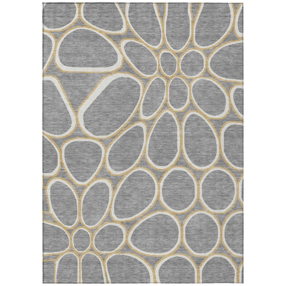 600539 10 x 14 ft. Gray, Ivory & Beige Abstract Washable Indoor & Outdoor Rectangle Area Rug