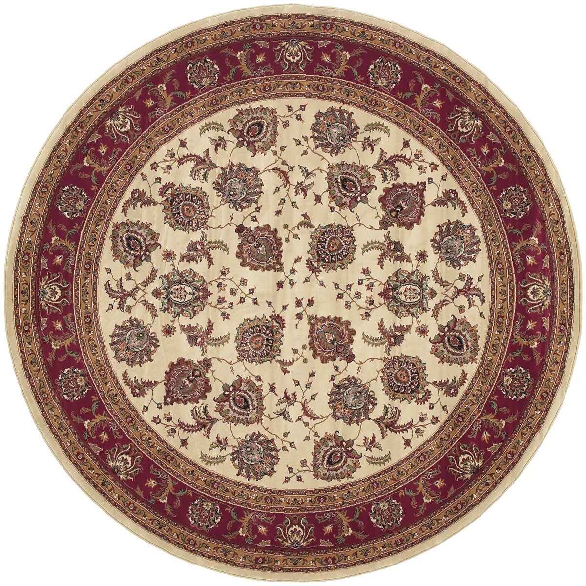 574152 6 ft. Ivory & Red Oriental Round Traditional Rug