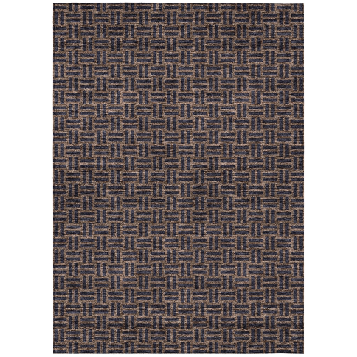 595541 3 x 5 ft. Chocolate & Black Geometric Washable Indoor & Outdoor Rectangle Area Rug