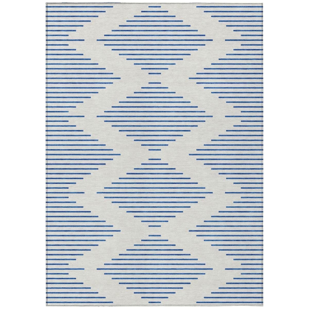 598752 3 x 5 ft. Ivory & Blue Geometric Washable Indoor & Outdoor Rectangle Area Rug
