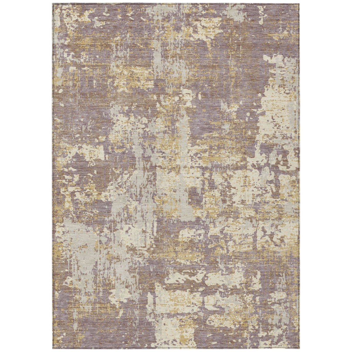 597980 3 x 5 ft. Lavender, Gold & Beige Abstract Washable Indoor & Outdoor Rectangle Area Rug