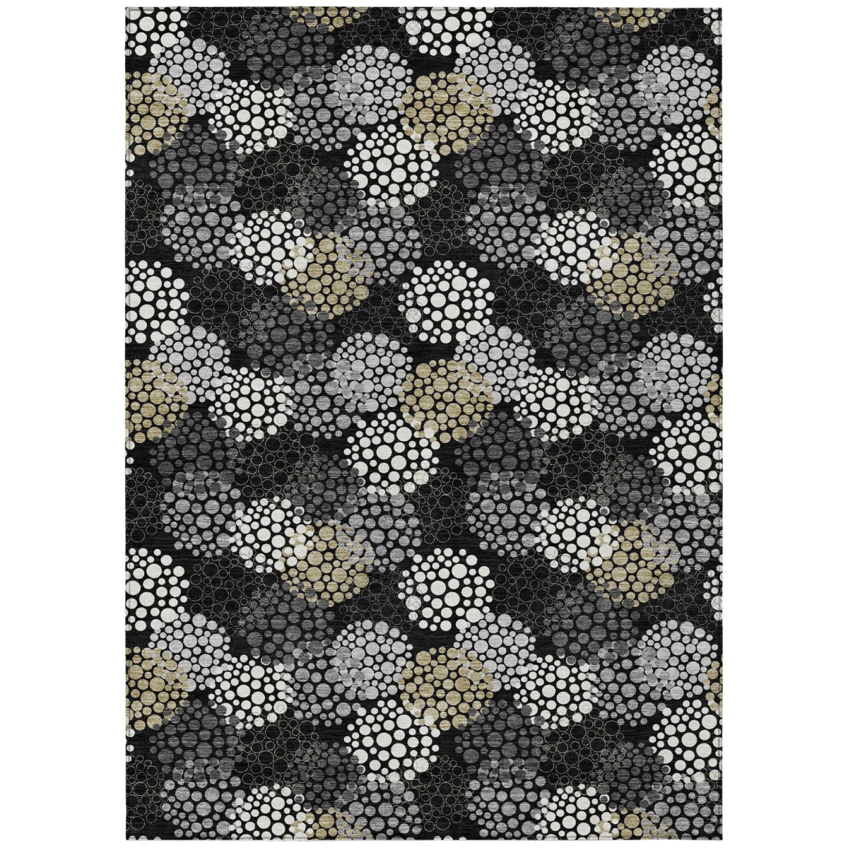 594218 9 x 12 ft. Black, Gray & Ivory Polka Dot Washable Indoor & Outdoor Rectangle Area Rug