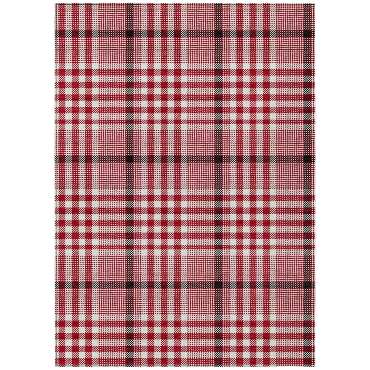 601512 3 x 5 ft. Red, Black & Ivory Plaid Washable Indoor & Outdoor Rectangle Area Rug