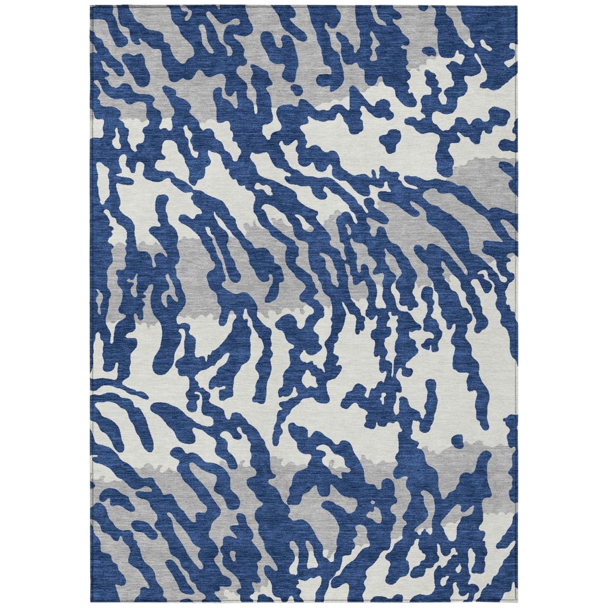 591295 9 x 12 ft. Navy Blue, Gray & Ivory Animal Print Washable Indoor & Outdoor Rectangle Area Rug