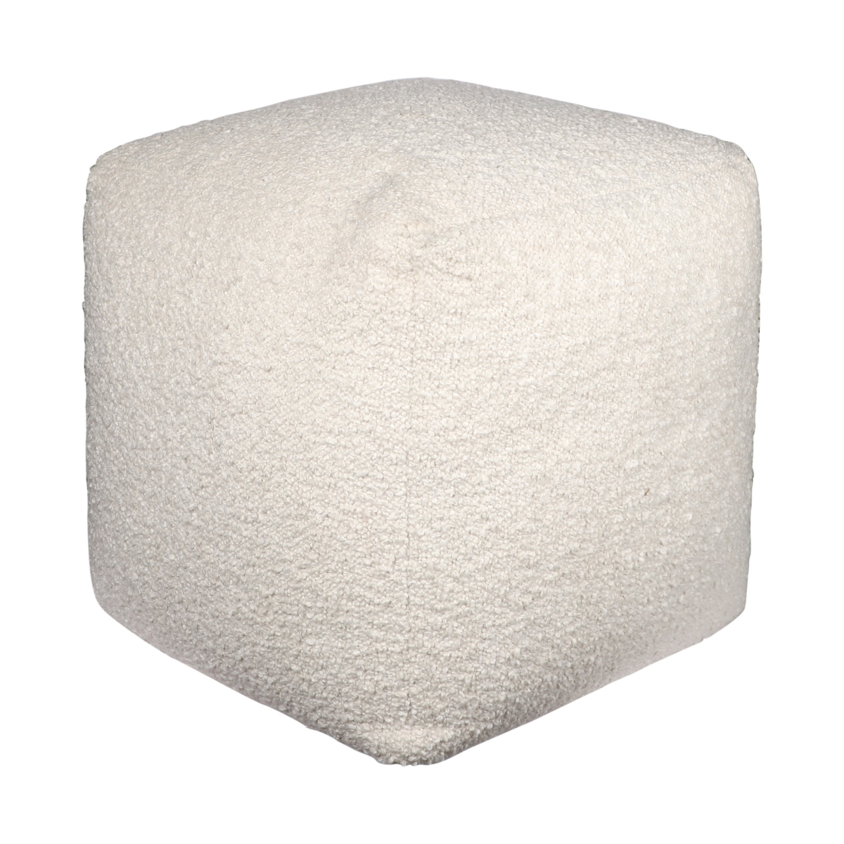551568 18 in. Ivory Polyester Cube Outdoor Pouf Ottoman