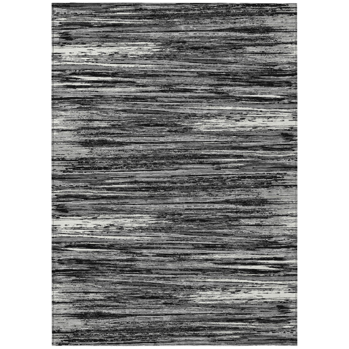 593246 3 x 5 ft. Black & Ivory Striped Washable Indoor & Outdoor Rectangle Area Rug