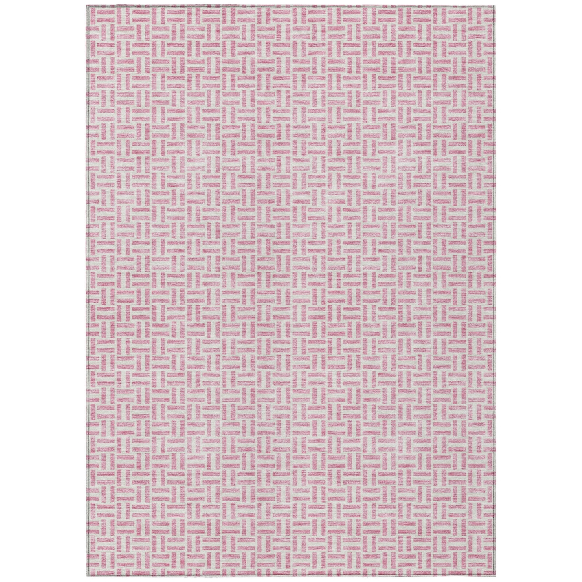 594495 9 x 12 ft. Pink & Silver Geometric Washable Indoor & Outdoor Rectangle Area Rug