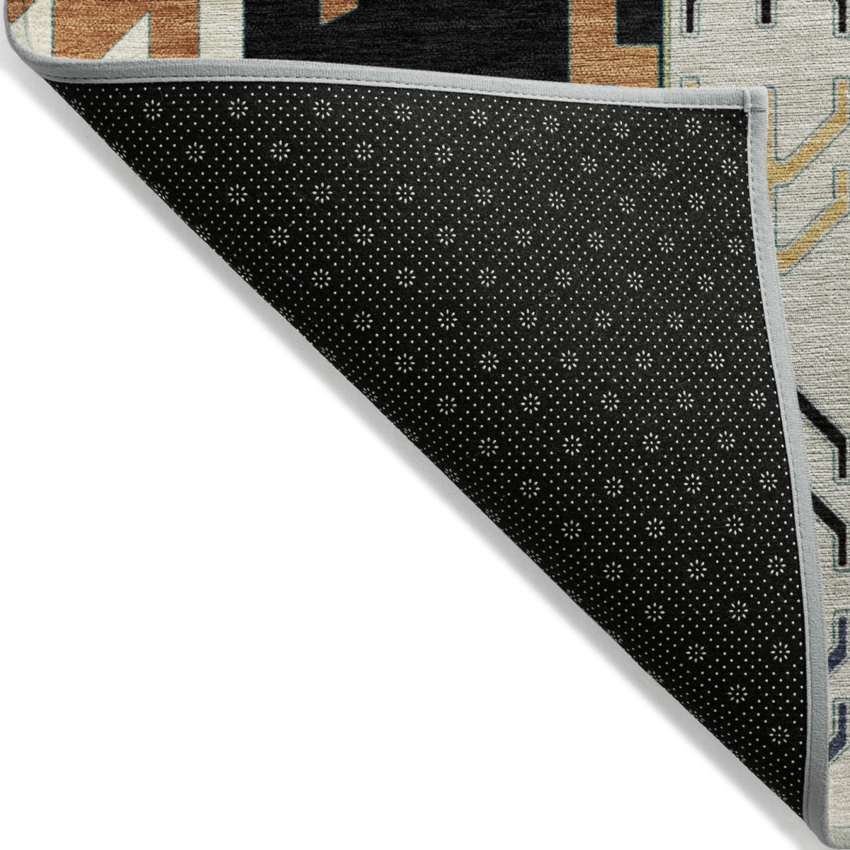 598458 9 x 12 ft. Black, Ivory & Copper Aztec Washable Indoor & Outdoor Rectangle Area Rug