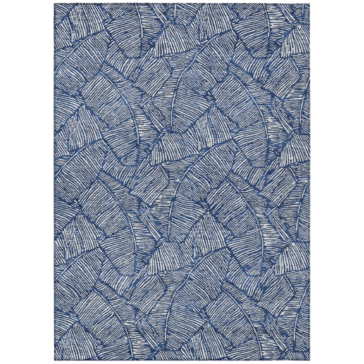 594642 5 x 8 ft. Navy Blue & Ivory Floral Washable Indoor & Outdoor Rectangle Area Rug
