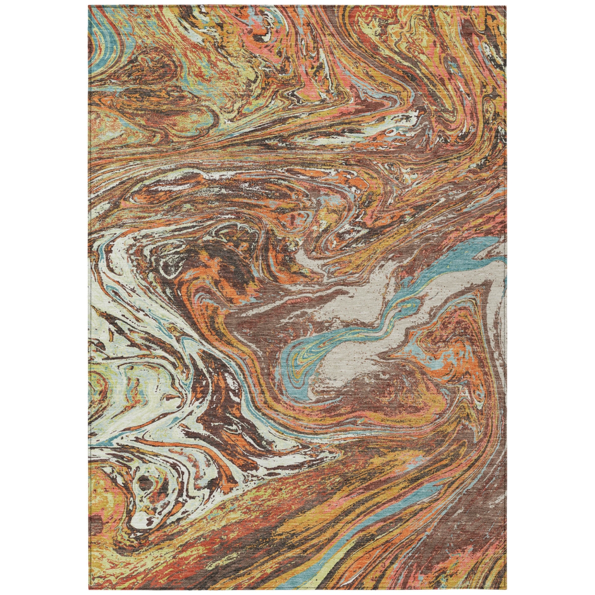602632 8 x 10 ft. Khaki, Brown & Blue Abstract Washable Indoor & Outdoor Rectangle Area Rug