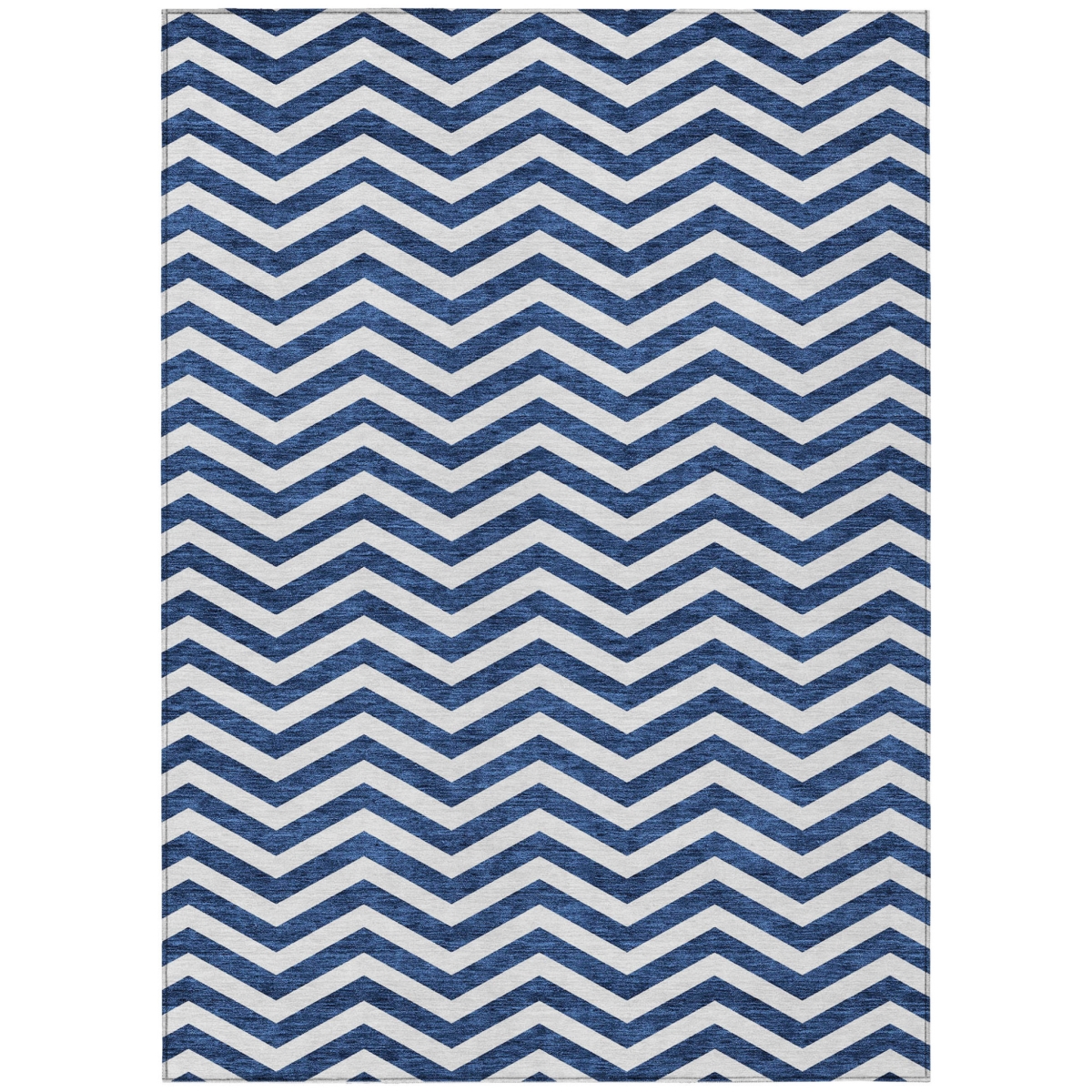 595329 9 x 12 ft. Navy Blue & Ivory Chevron Washable Indoor & Outdoor Rectangle Area Rug
