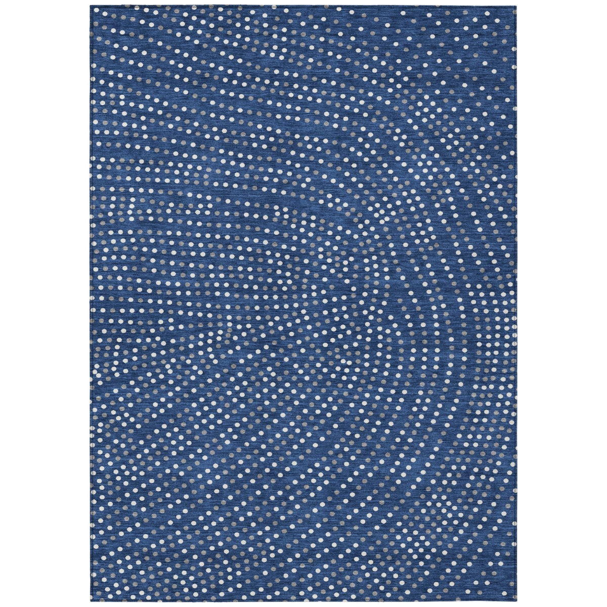 599058 3 x 5 ft. Navy Blue, Gray & Ivory Polka Dot Washable Indoor & Outdoor Rectangle Area Rug
