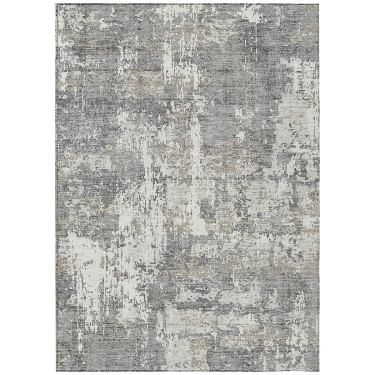 597972 9 x 12 ft. Gray & Ivory Abstract Washable Indoor & Outdoor Rectangle Area Rug