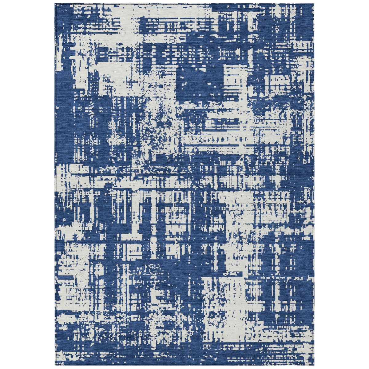 593214 9 x 12 ft. Navy Blue & Ivory Abstract Washable Indoor & Outdoor Rectangle Area Rug