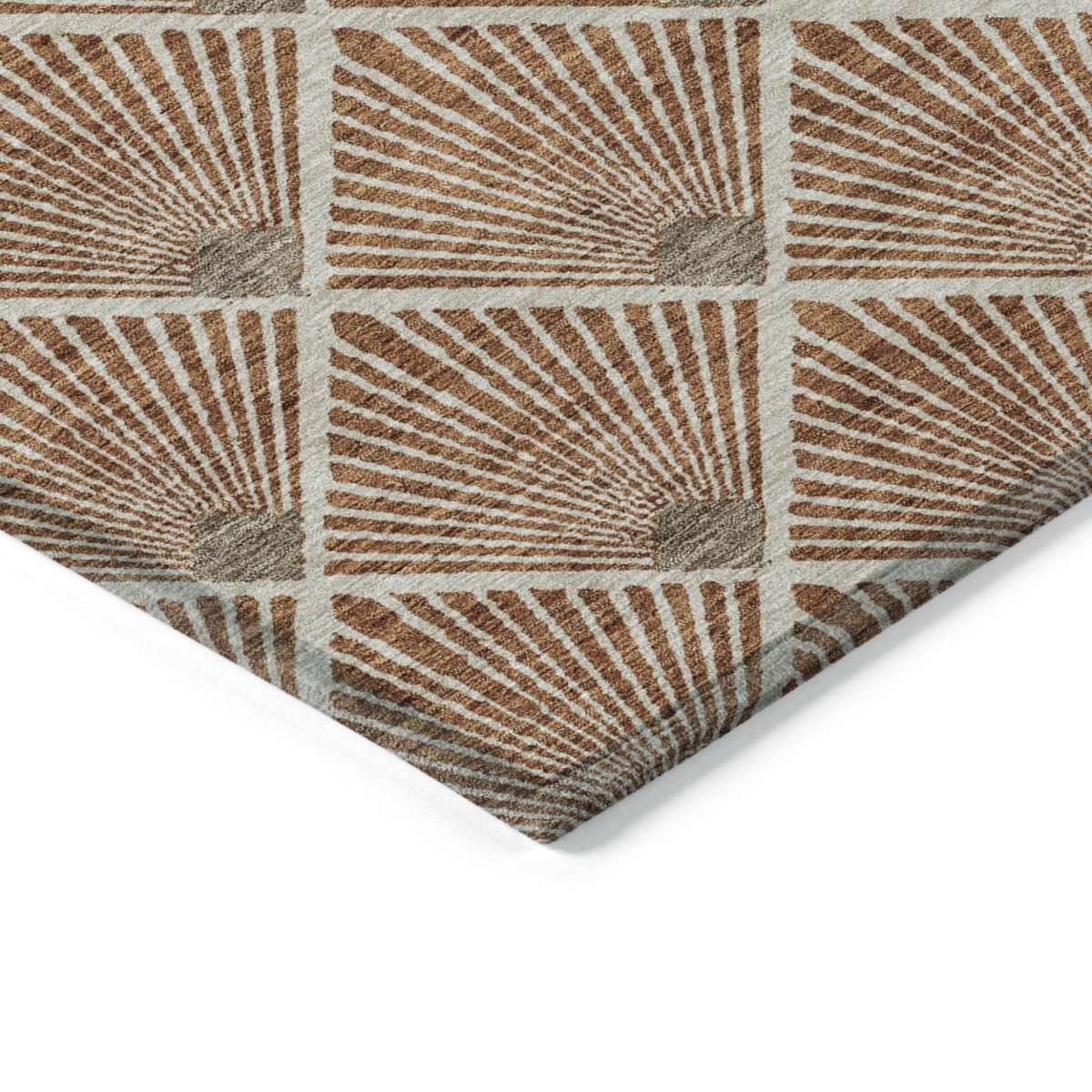 594738 5 x 8 ft. Brown, Copper & Beige Geometric Washable Indoor & Outdoor Rectangle Area Rug