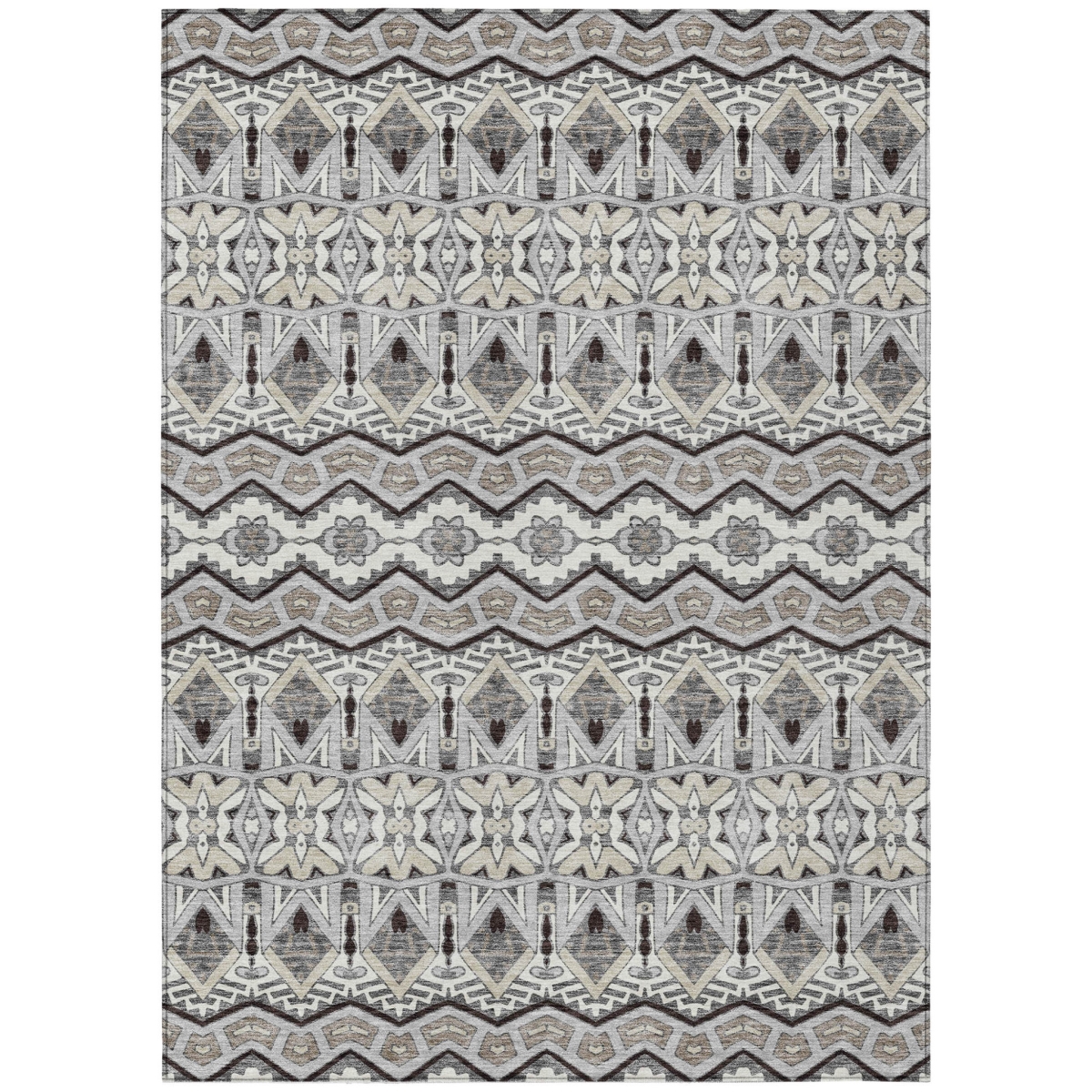 594331 8 x 10 ft. Gray, Brown & Ivory Moroccan Washable Indoor & Outdoor Rectangle Area Rug