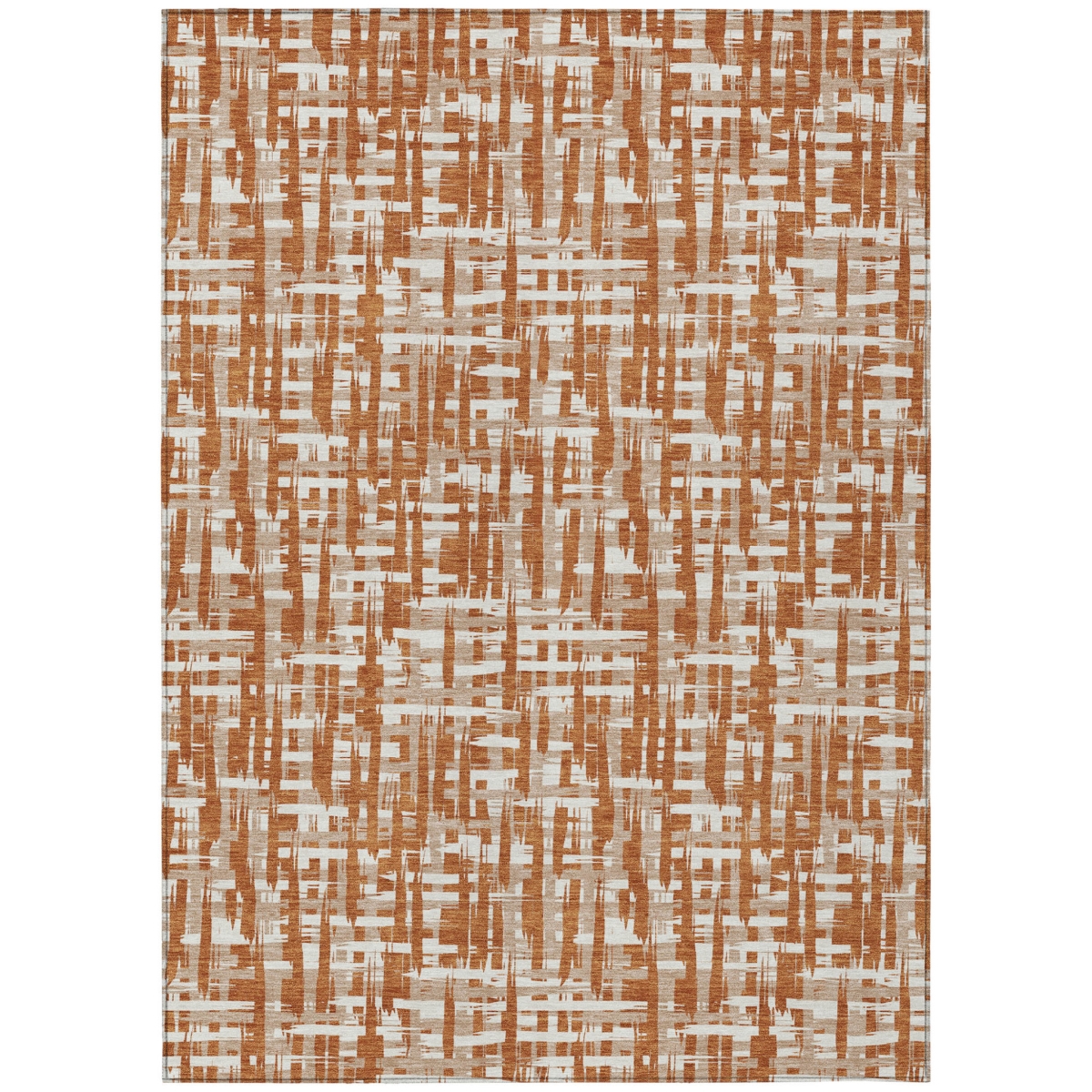 602533 3 x 5 ft. Terra Cotta, Tan & Ivory Abstract Washable Indoor & Outdoor Rectangle Area Rug