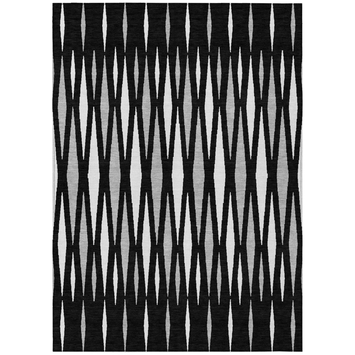 591859 9 x 12 ft. Black, Ivory & Gray Geometric Washable Indoor & Outdoor Rectangle Area Rug