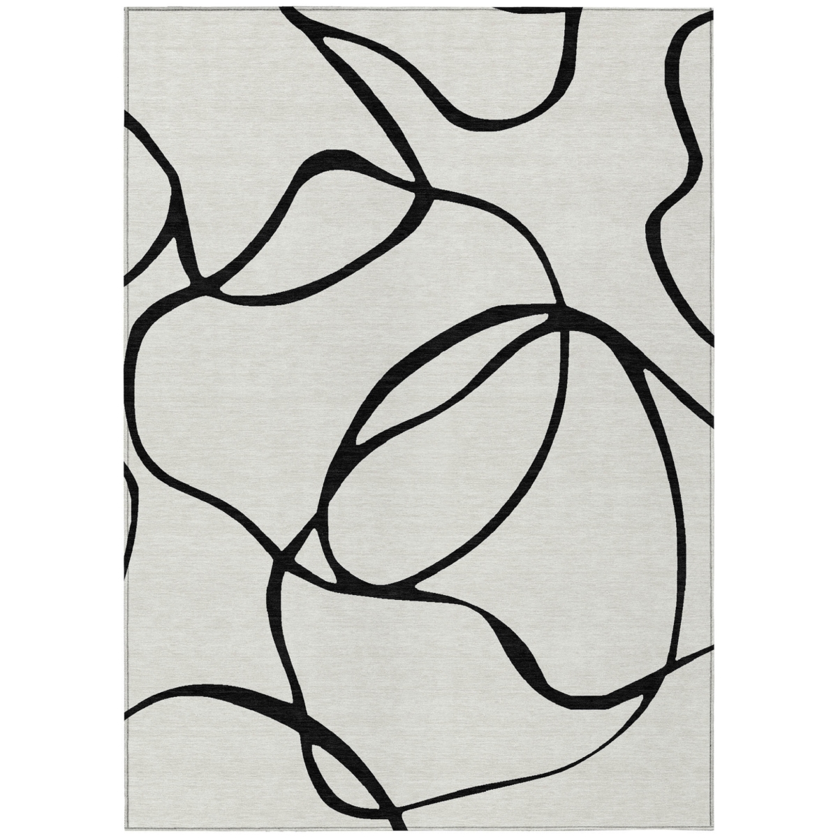 597529 3 x 5 ft. White & Black Abstract Washable Indoor & Outdoor Rectangle Area Rug