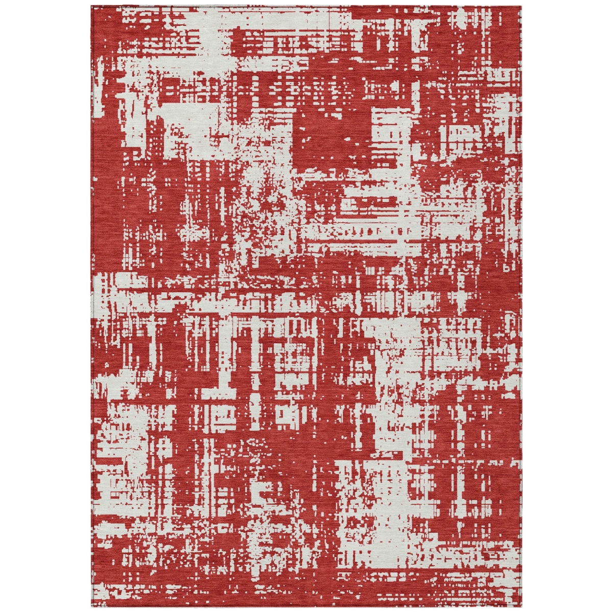 593232 9 x 12 ft. Red & Ivory Abstract Washable Indoor & Outdoor Rectangle Area Rug
