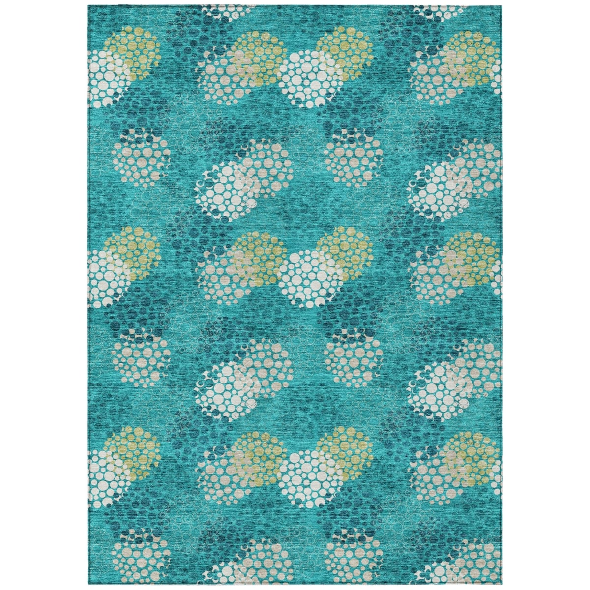 594237 10 x 14 ft. Emerald Gray & Ivory Polka Dot Washable Indoor & Outdoor Rectangle Area Rug