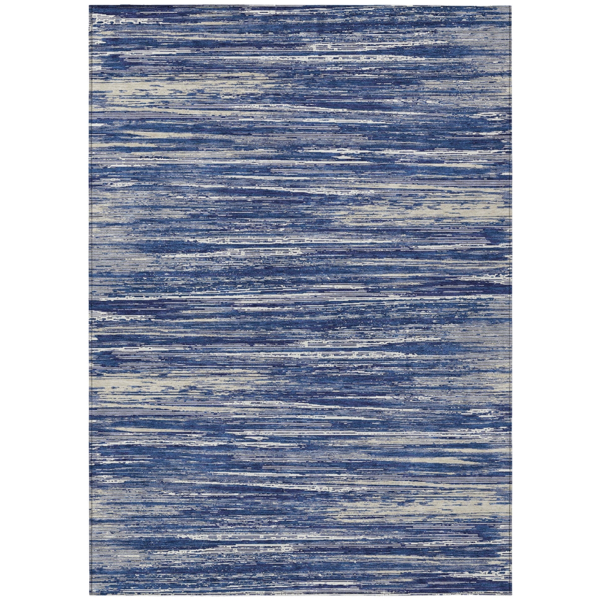 593293 10 x 14 ft. Navy Blue & Ivory Striped Washable Indoor & Outdoor Rectangle Area Rug
