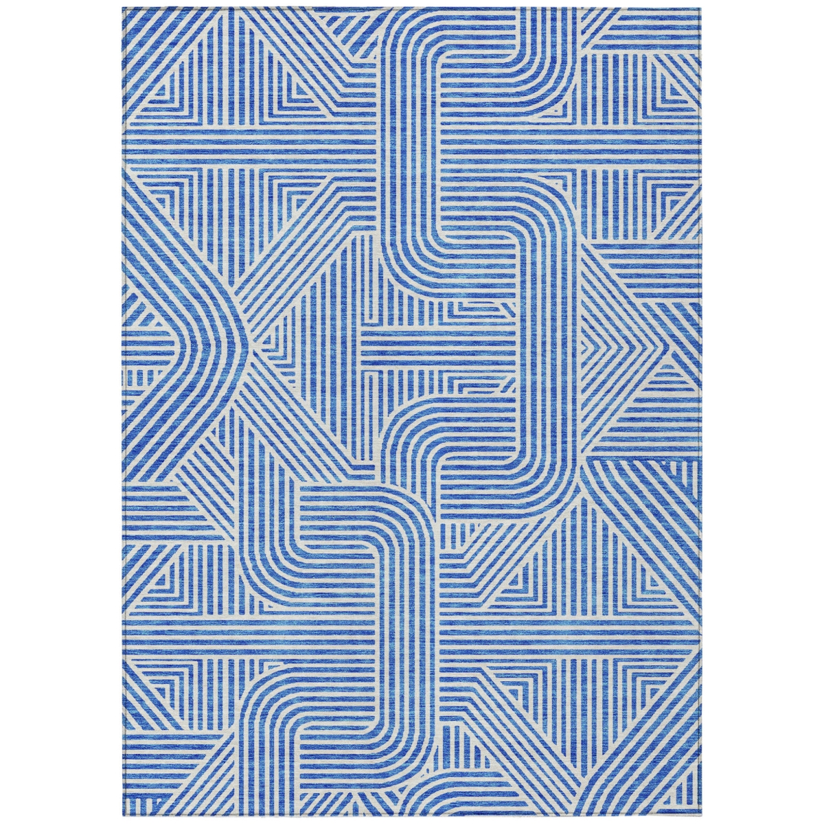 594921 9 x 12 ft. Blue & Ivory Abstract Washable Indoor & Outdoor Rectangle Area Rug