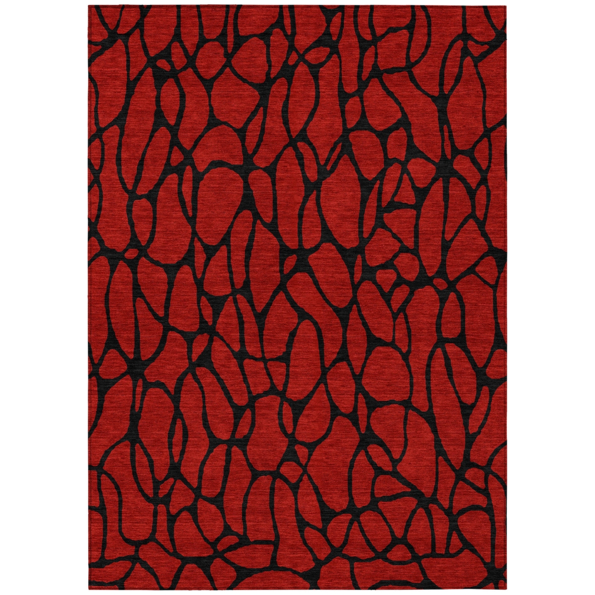 599241 8 x 10 ft. Red & Black Geometric Washable Indoor & Outdoor Rectangle Area Rug
