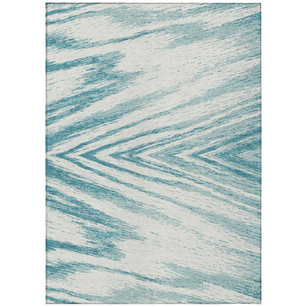 591577 9 x 12 ft. Teal Blue & Ivory Abstract Washable Indoor & Outdoor Rectangle Area Rug