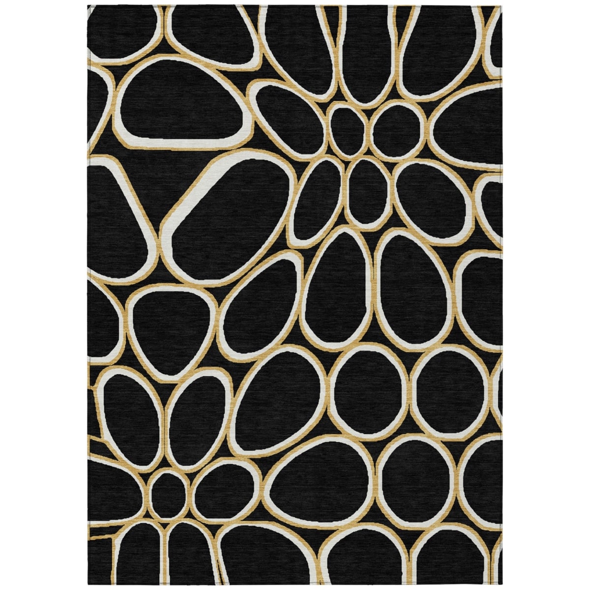 600519 8 x 10 ft. Black, Ivory & Beige Abstract Washable Indoor & Outdoor Rectangle Area Rug