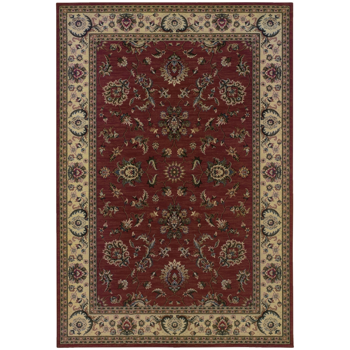 574175 8 ft. Red & Ivory Oriental Square Traditional Rug