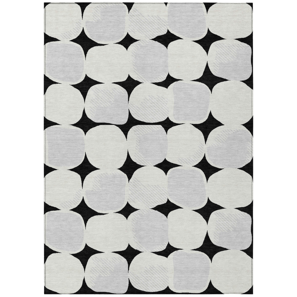 591002 10 x 14 ft. Black, Gray & Ivory Abstract Washable Indoor & Outdoor Rectangle Area Rug