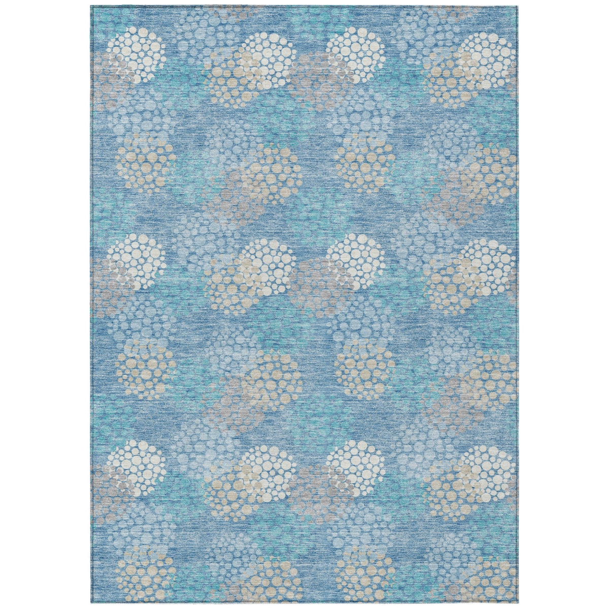 594283 8 x 10 ft. Sky Blue, Gray & Ivory Polka Dot Washable Indoor & Outdoor Rectangle Area Rug